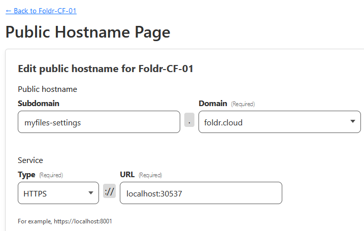 Screenshot: Presenting Foldr Settings (Foldr v4-v9) via Cloudflare Tunnel